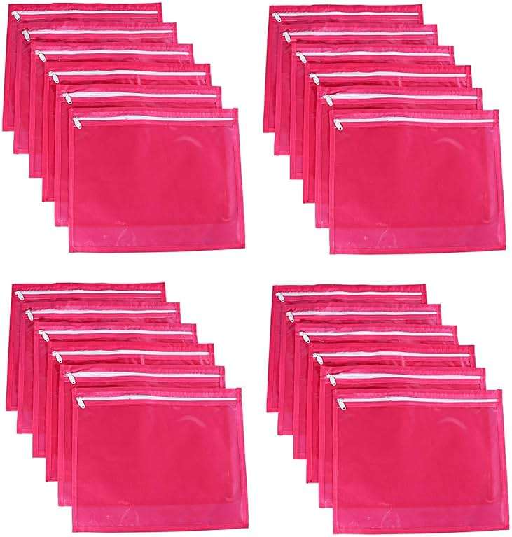 KRUM Single Saree Cover/Suit Packing 24 Piece One side Transparent Cloth Packing Bag Organizer for Wardrobe Storage or Wedding Gifting ., Pink, 37 cm x 2 cm x 43 cm, Travel Accessories - Image 5