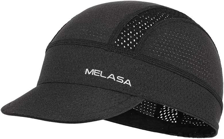 MELASA Cycling Cap, Cooling Skull Cap Helmet Liner with Sun Visor, Sun Protection Running Bike Cap for Men Women Under Helmet - Image 1