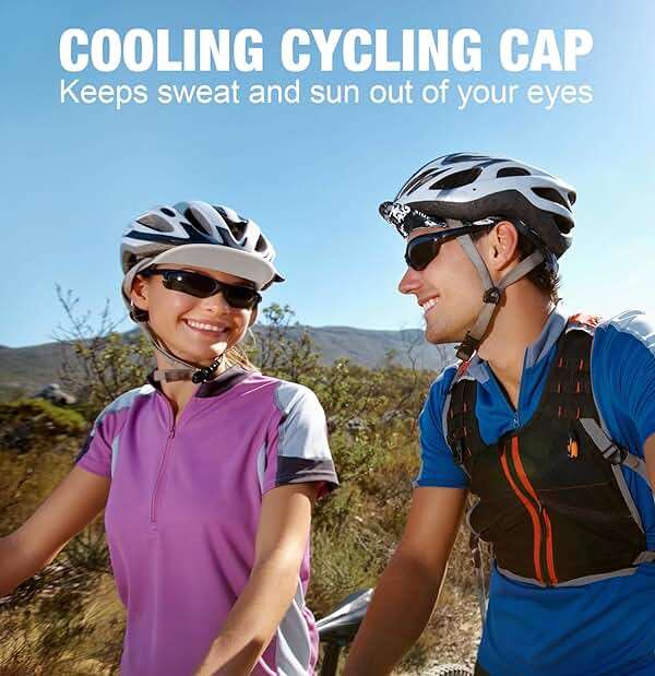 MELASA Cycling Cap, Cooling Skull Cap Helmet Liner with Sun Visor, Sun Protection Running Bike Cap for Men Women Under Helmet - Image 3