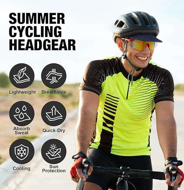 MELASA Cycling Cap, Cooling Skull Cap Helmet Liner with Sun Visor, Sun Protection Running Bike Cap for Men Women Under Helmet - Image 6