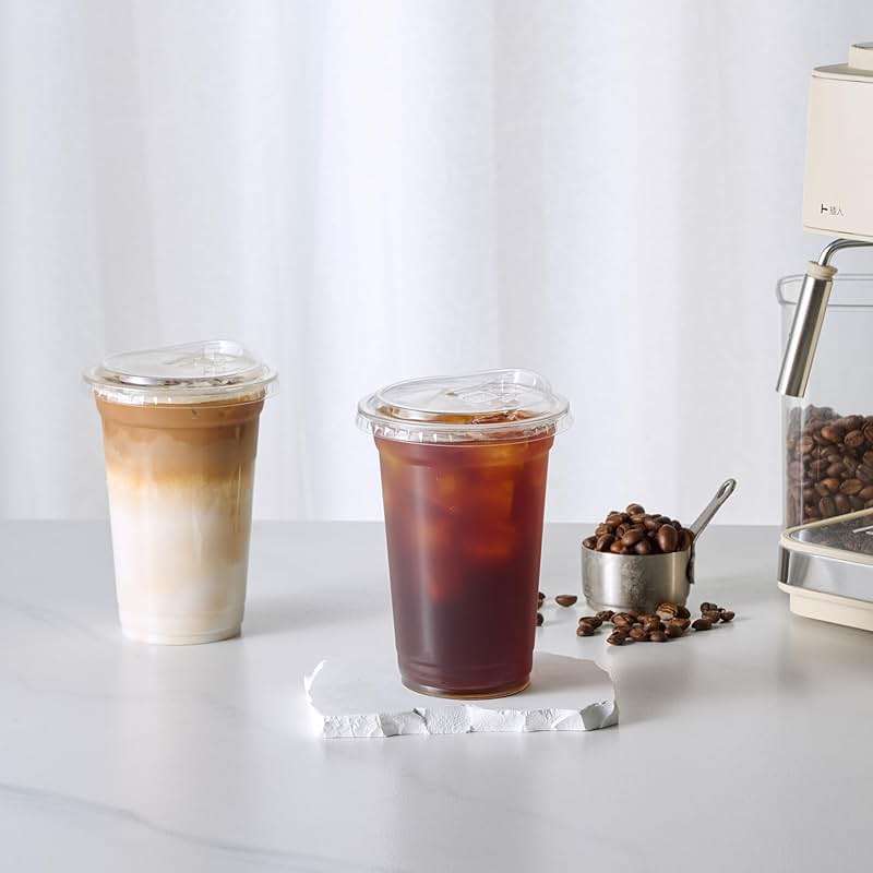 Turbo Bee 16 OZ 200 Sets Clear Plastic Cups with Strawless Sip Lids, To Go Crystal Clear Disposable Plastic Cups with Lids for Iced Coffee, Smoothies, Soda, Lemonade, Cold Beverage - Image 2