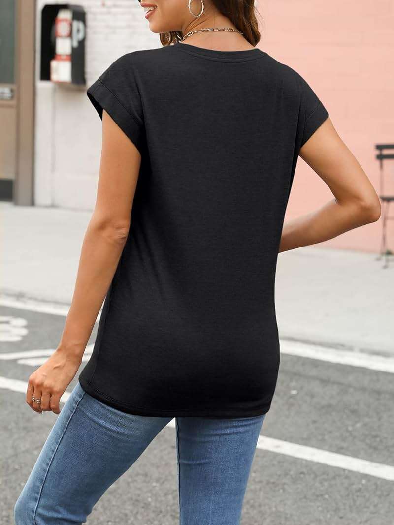 AUTOMET Womens Cap Sleeve Shirts Summer Soft Business Casual Tops for Work Tees - Image 5
