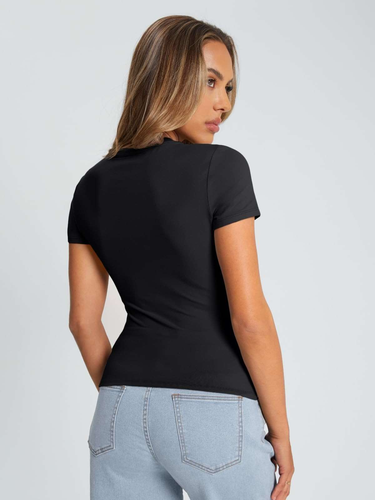 Trendy Queen Womens Basic T Shirts - Stretchy Soft Slim Fit Short Sleeve Y2k Cute Summer Crop Workout Tops - Image 4