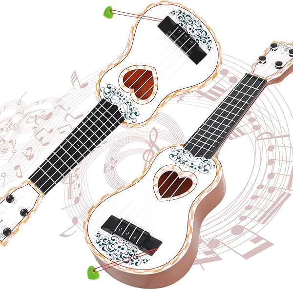 Raimy 17in Ukulele Guitar for Kids - 4 String Mini Learning Instruments Educational Musical Toy for Beginner Toddler Gifts for Age 3 4 5 6 7 8 9 Years Boys Girls Baby Children (White) - Image 4