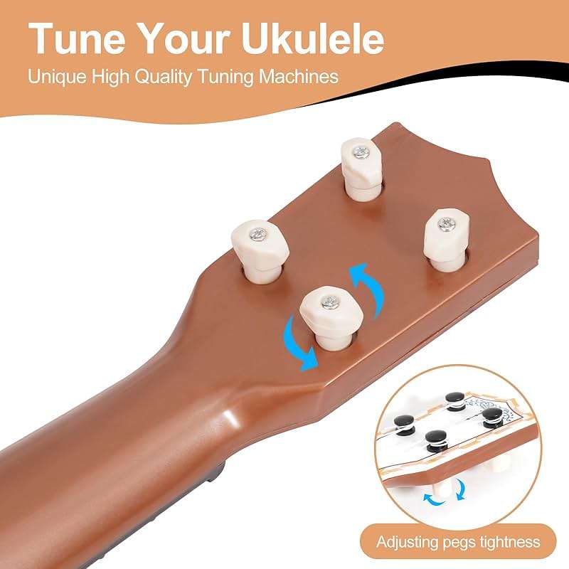 Raimy 17in Ukulele Guitar for Kids - 4 String Mini Learning Instruments Educational Musical Toy for Beginner Toddler Gifts for Age 3 4 5 6 7 8 9 Years Boys Girls Baby Children (White) - Image 5