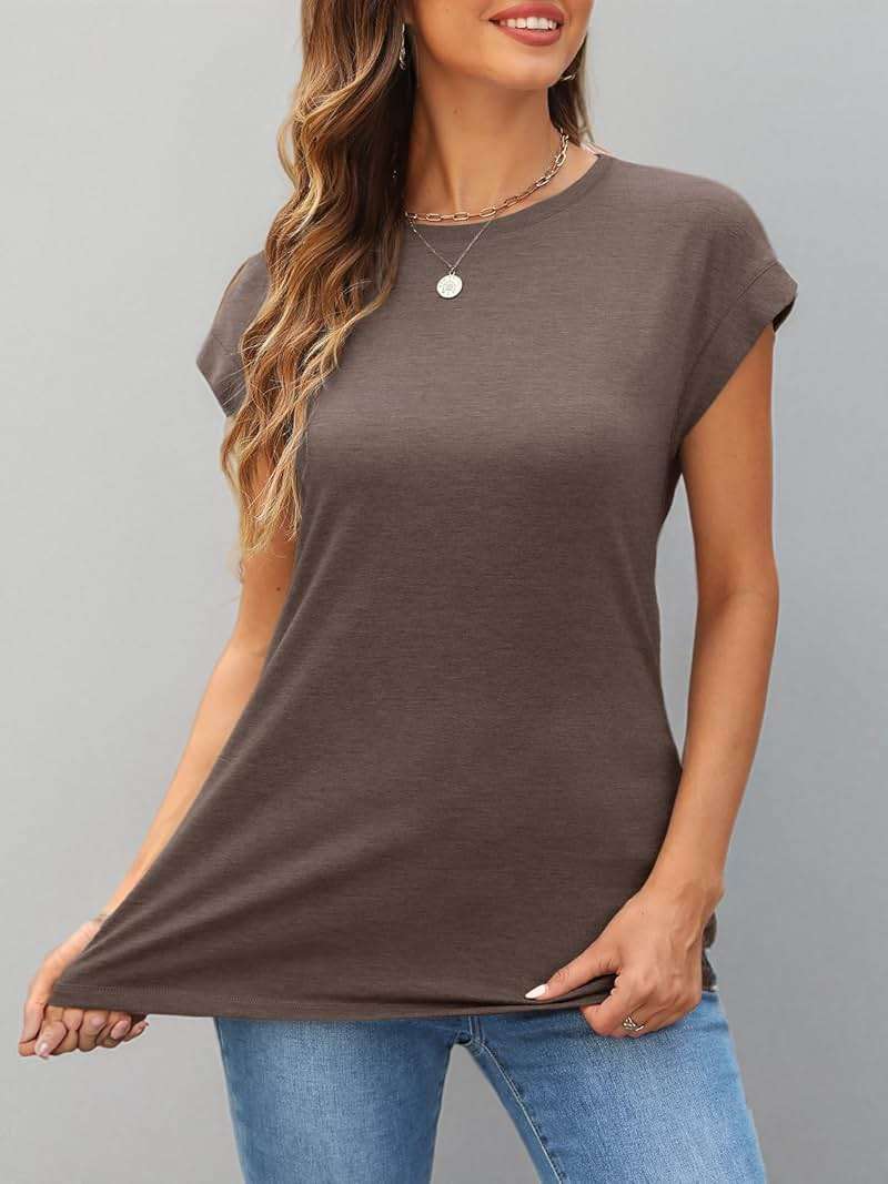 AUTOMET Womens Cap Sleeve Shirts Summer Soft Business Casual Tops for Work Tees - Image 7