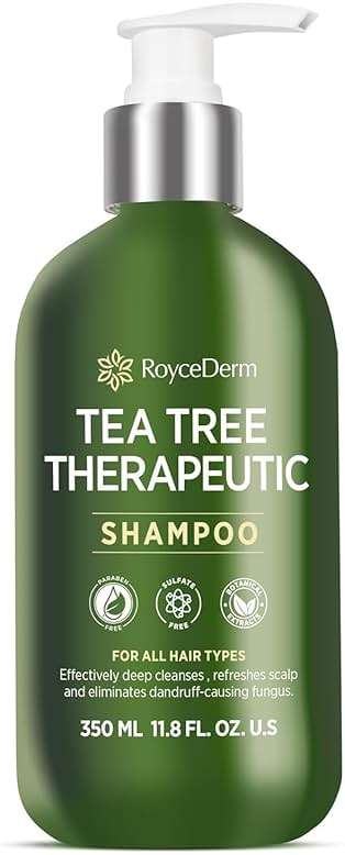 Roycederm Tea Tree Antifungal Shampoo: Folliculitis Shampoo for Dry Scalp, Dandruff, and Itchy Scalp - Medicated Clarifying shampoo with Tea Tree Oil, Paraben & Sulfate Free - Image 1