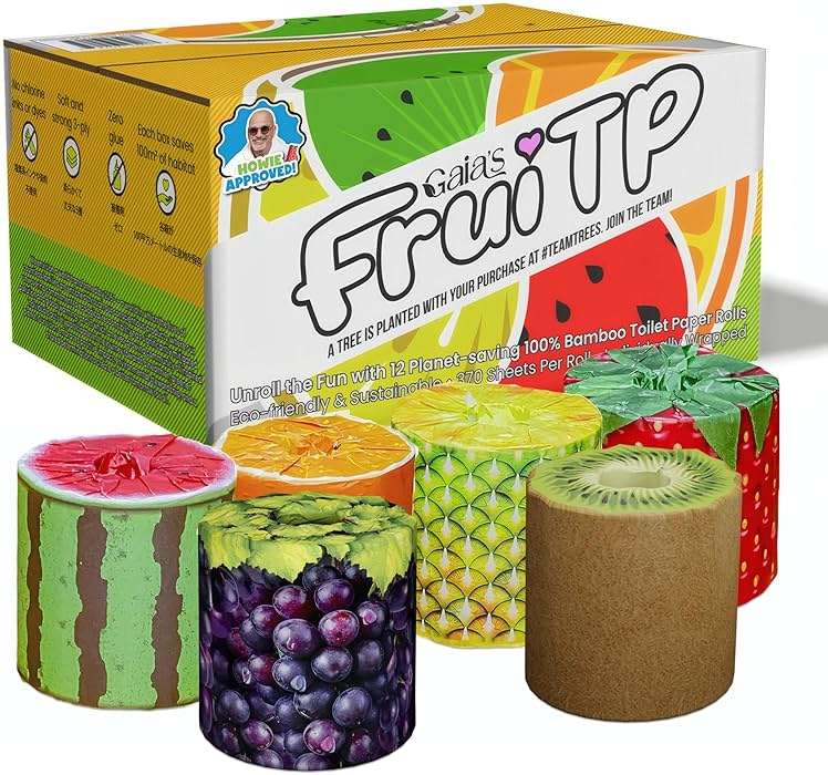 Gaias Premium and Soft Fruit TP Organic Bamboo Toilet Paper | 48 Mega Rolls, 3 Ply, 370 Sheets | FSC Certified, PFAS & BPA Free, Eco-Friendly, Sustainable Tissue - Plastic Free, Septic Safe, Vegan - Image 4