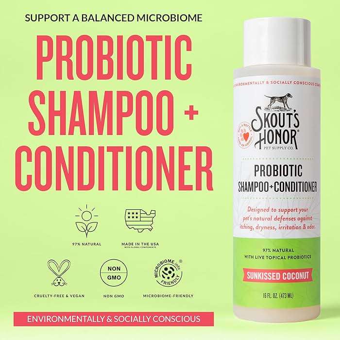 Skout’s Honor Probiotic Natural Dog Shampoo and Conditioner with Avocado Oil & Omega-3s, Gentle Puppy Shampoo, Hydrating Dog Conditioner, 97% Natural, Paraben & Sulfate-Free, Cruelty-Free, 16 oz - Image 2