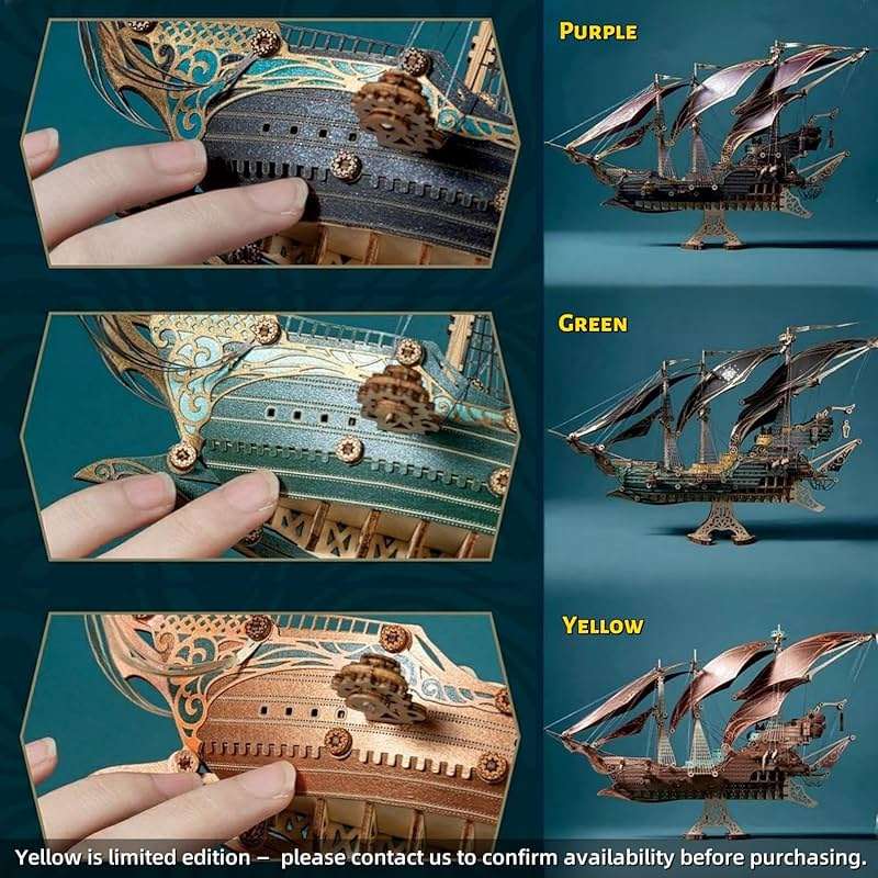 KingStora Vintage Steampunk DIY Mechanical Model Kit - Corsair Airship - A Must-Have for Mechanical Enthusiasts Future (Deep Green) - Image 6