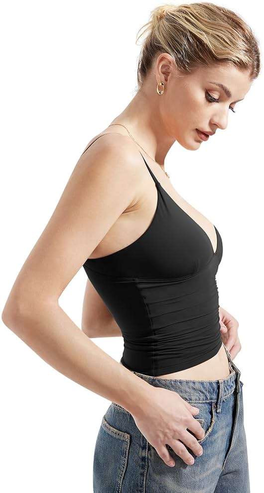 SUUKSESS Women Sexy Deep V Neck Sleeveless Fitted Basic Tops Y2K Tank Top Cami - Image 4