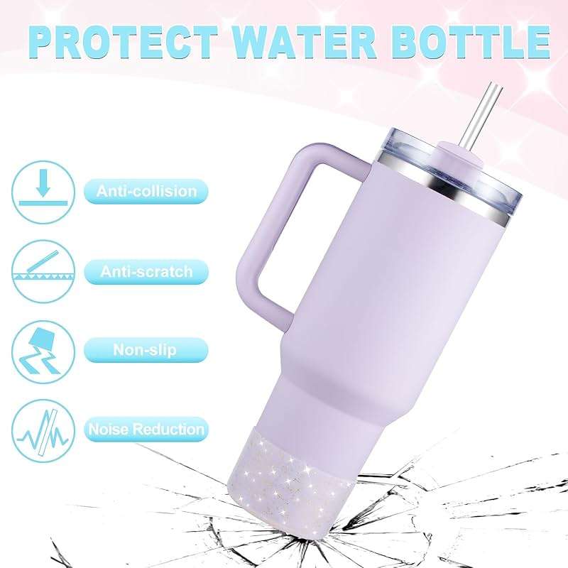 Onlymory Silicone Boot for 30 40 OZ Stanley Cup Accessories, Glitter Boots for Stanley 20OZ 30OZ Tumbler Ice-Flow 16OZ Bottle, Anti-Slip Bling Protector Bottom Cover Sleeve - Image 4