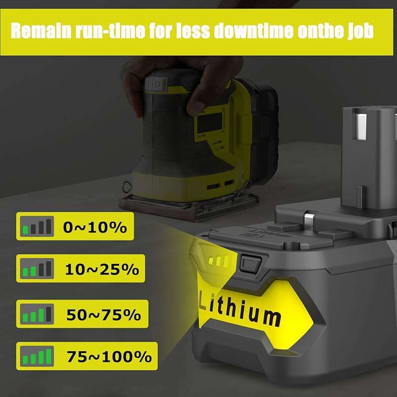 Powilling Upgraded 8.0Ah 2Packs P108 Replacement for Ryobi 18V Battery, 18 Volt Batteries for Ryobi One 18V Cordless Tools P108 P107 P105 P104 P103 P102 - Image 4