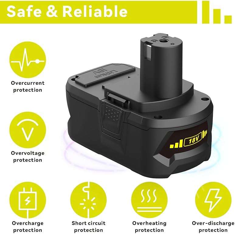 Powilling Upgraded 8.0Ah 2Packs P108 Replacement for Ryobi 18V Battery, 18 Volt Batteries for Ryobi One 18V Cordless Tools P108 P107 P105 P104 P103 P102 - Image 7
