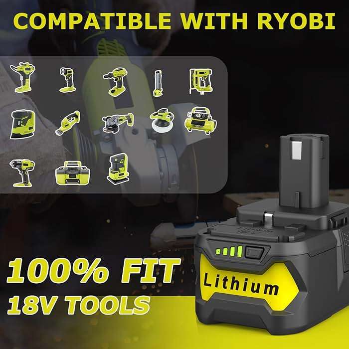 Powilling Upgraded 8.0Ah 2Packs P108 Replacement for Ryobi 18V Battery, 18 Volt Batteries for Ryobi One 18V Cordless Tools P108 P107 P105 P104 P103 P102 - Image 8