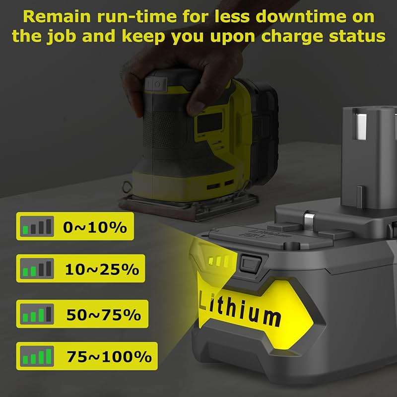 Powilling Upgraded 8.0Ah 2Packs P108 Replacement for Ryobi 18V Battery, 18 Volt Batteries for Ryobi One 18V Cordless Tools P108 P107 P105 P104 P103 P102 - Image 9