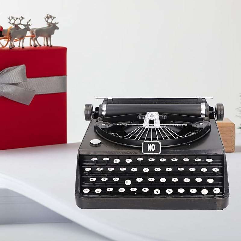 Jiawu Vintage Typewriter Model, Iron Construction, Antique Vintage Manual Typewriter Decoration for Home Shoot Props, Thoughtful Special - Image 2