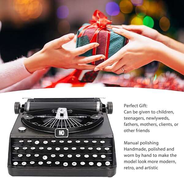 Jiawu Vintage Typewriter Model, Iron Construction, Antique Vintage Manual Typewriter Decoration for Home Shoot Props, Thoughtful Special - Image 4