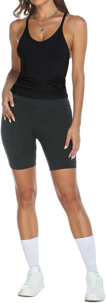 Trendy Queen Womens Racerback Ribbed Tank Tops V Neck Workout Summer Sleeveless Tops - Image 3