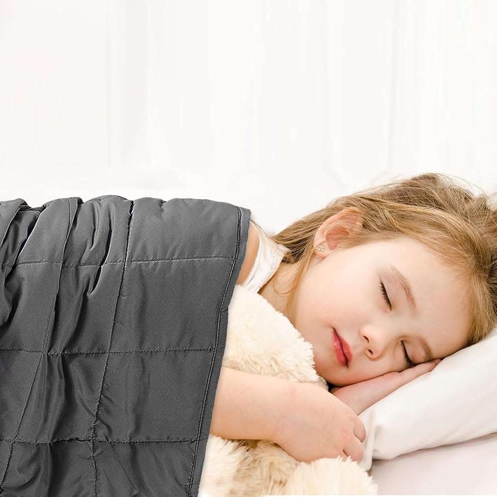 CODUM Weighted Blanket for Kids 40"x60" 5 lbs Cooling Blanket for Sleepers, Soft Material Blanket with Premium Glass Beads for All-Season, Grey - Image 6