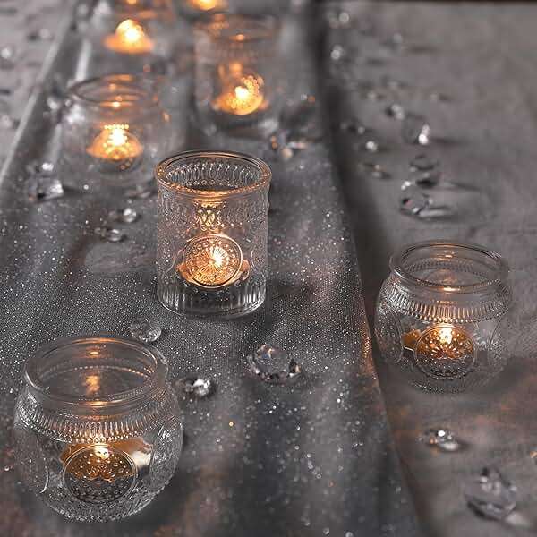 30 Pcs Assorted Clear Votive Candle Holders, Wedding Centerpieces Table Decorations, Glass Tea Lights Candle Holder for Party Decorations, Vintage Boho Candle Holders Bulk for Wedding Receptions - Image 3