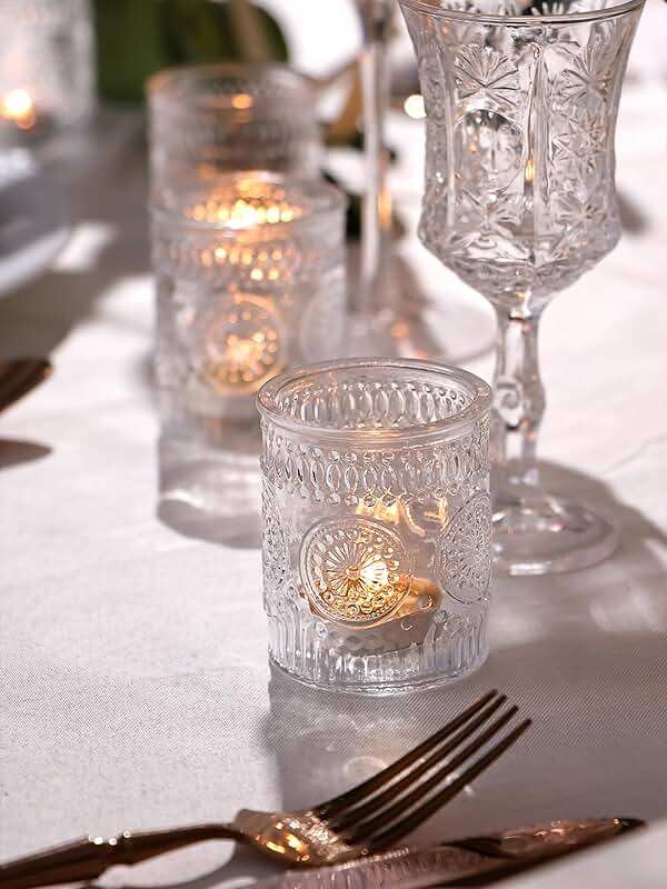 30 Pcs Assorted Clear Votive Candle Holders, Wedding Centerpieces Table Decorations, Glass Tea Lights Candle Holder for Party Decorations, Vintage Boho Candle Holders Bulk for Wedding Receptions - Image 5