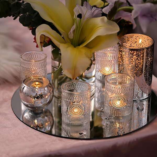 30 Pcs Assorted Clear Votive Candle Holders, Wedding Centerpieces Table Decorations, Glass Tea Lights Candle Holder for Party Decorations, Vintage Boho Candle Holders Bulk for Wedding Receptions - Image 6