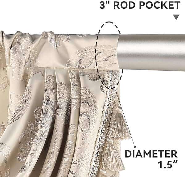 Loom and Mill Luxury Damask Curtains with Attached Waterfall Valances for Bedroom, Thick Jacquard Window Curtains with Tiebacks for Living Room Party Home Decor, Rod Pocket(2 Panels, 52 x 84 Inch) - Image 6