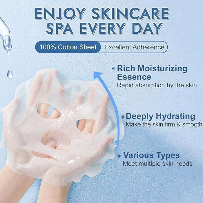 KONEUK 14 Pack Sheet Face Masks Skincare, Hydrating Face Masks Suitable for Dry Skin, Bulk Facial Mask Set for Women Skin Care, Face Mask Gifts Set for Face Spa - Image 2