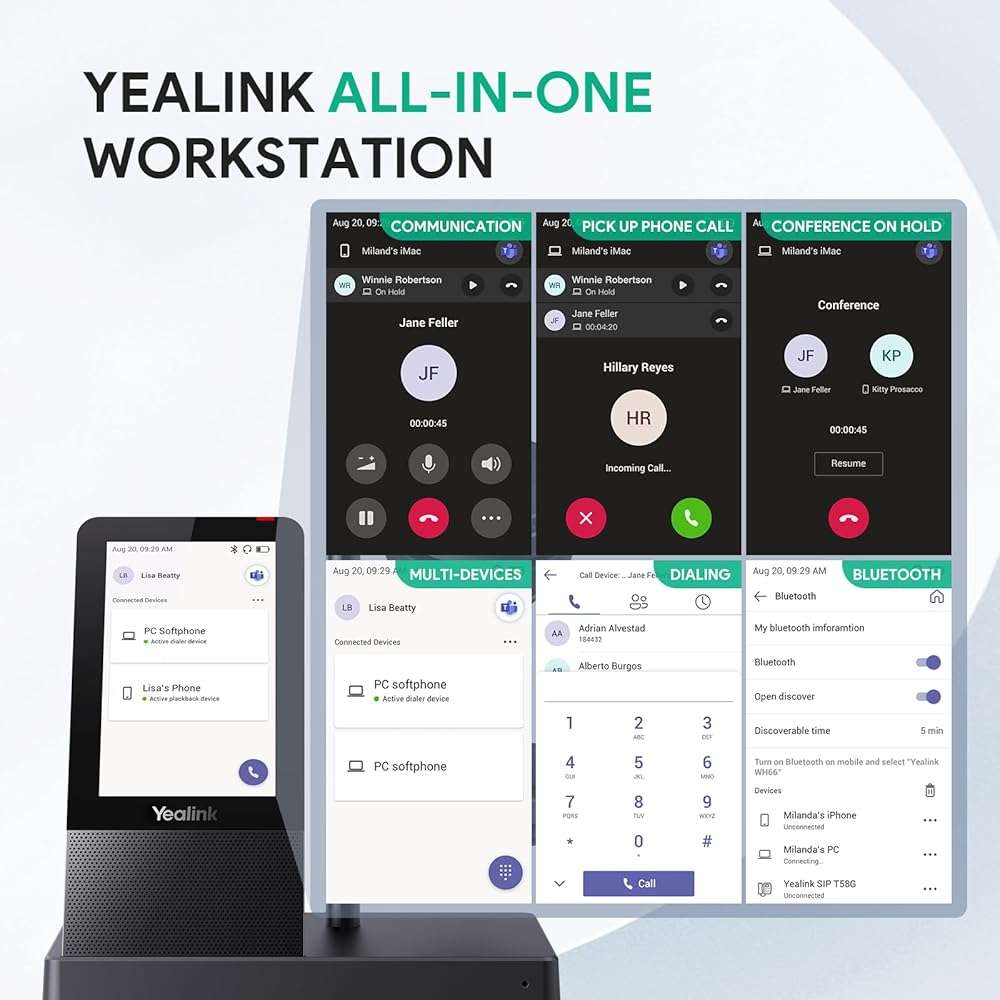 Yealink WH66 Wireless Headset with 4" Screen, DECT Headset for Teams,Zoom Skype Certified,525ft Range,Full-Duplex Speaker,14H Call Time,Office Work Headphones for Desk Phone,PC - Image 3