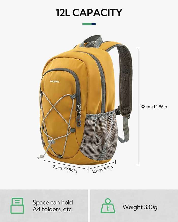 WATERFLY 12L Small Hiking Backpack: Day Pack Lightweight Travel Bag Camping Fitness Cycling Outdoor Sports Daypack For Women Men - Image 3