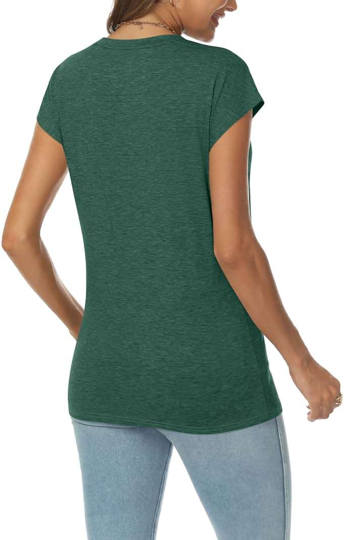 AUTOMET Womens V Neck T Shirts Cap Sleeve Summer Dressy Casual Trendy Tops - Image 4