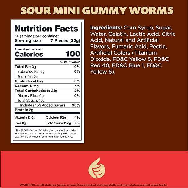 Neon Sour Gummy Worms Candy | 1-Pound Pack | Chewy Candy in Assorted Fruit Flavors | Sour Gummies for Buffets, Goody Bags and Party Favors | Mini Size - Image 2