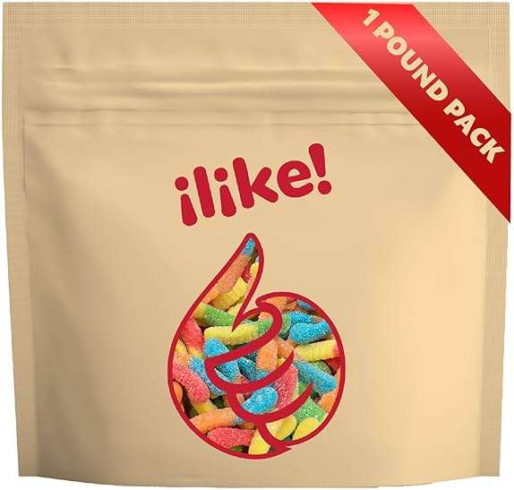 Neon Sour Gummy Worms Candy | 1-Pound Pack | Chewy Candy in Assorted Fruit Flavors | Sour Gummies for Buffets, Goody Bags and Party Favors | Mini Size - Image 3