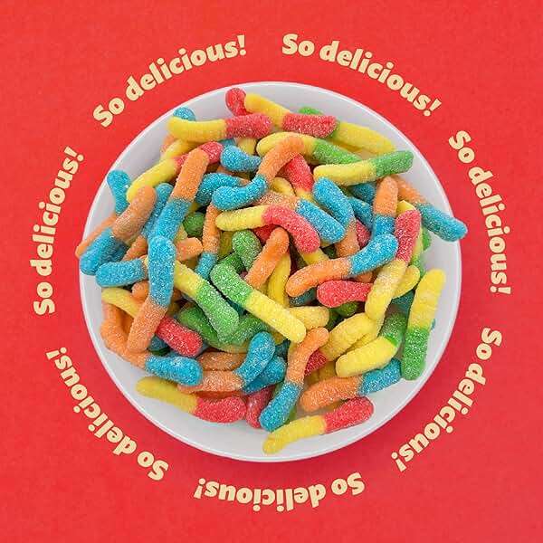 Neon Sour Gummy Worms Candy | 1-Pound Pack | Chewy Candy in Assorted Fruit Flavors | Sour Gummies for Buffets, Goody Bags and Party Favors | Mini Size - Image 4