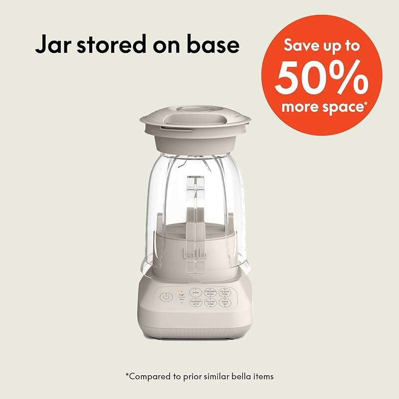 bella 10 Speed Countertop Blender, Juicer & Smoothie Maker, Fits-anywhere™ Kitchenware, Slim Flip & Store Design, Dishwasher Safe 48oz Capacity Pitcher & Lid, Stainless Steel Blade, 450 Watt, Oatmilk - Image 3