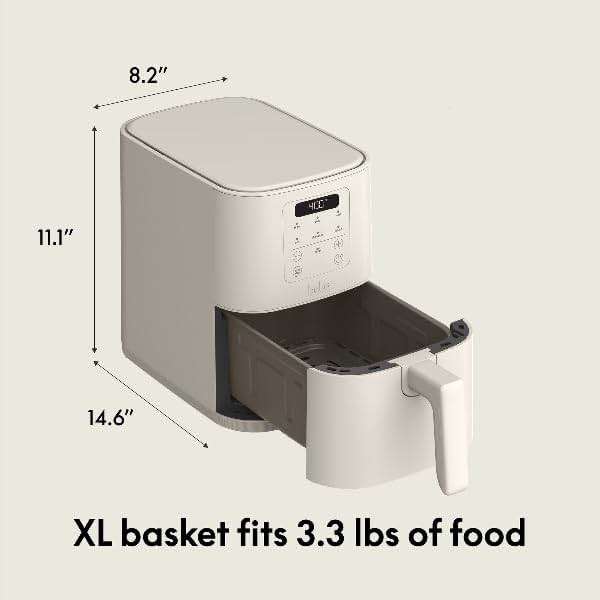 bella 4Qt Slim Air Fryer, Fits-anywhere™ Kitchenware, EverGood™ Ceramic Nonstick Coating, Adjustable Temperature, 6 Preset Cooking Options, 60 Min Auto Shutoff w Audible Tone, 3.3lb Capacity, Oatmilk - Image 2