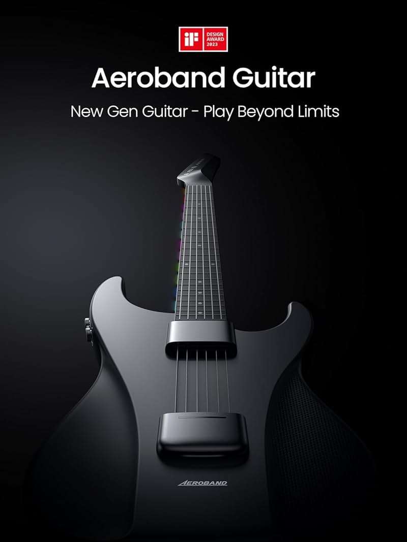 AeroBand Guitar Smart Guitar With Silicone Strings, Travel Silent Guitar With Detachable Fretboard, Headphone Jack, Built-in Speaker and Drum system, Aeroband APP Play, MIDI - Image 2