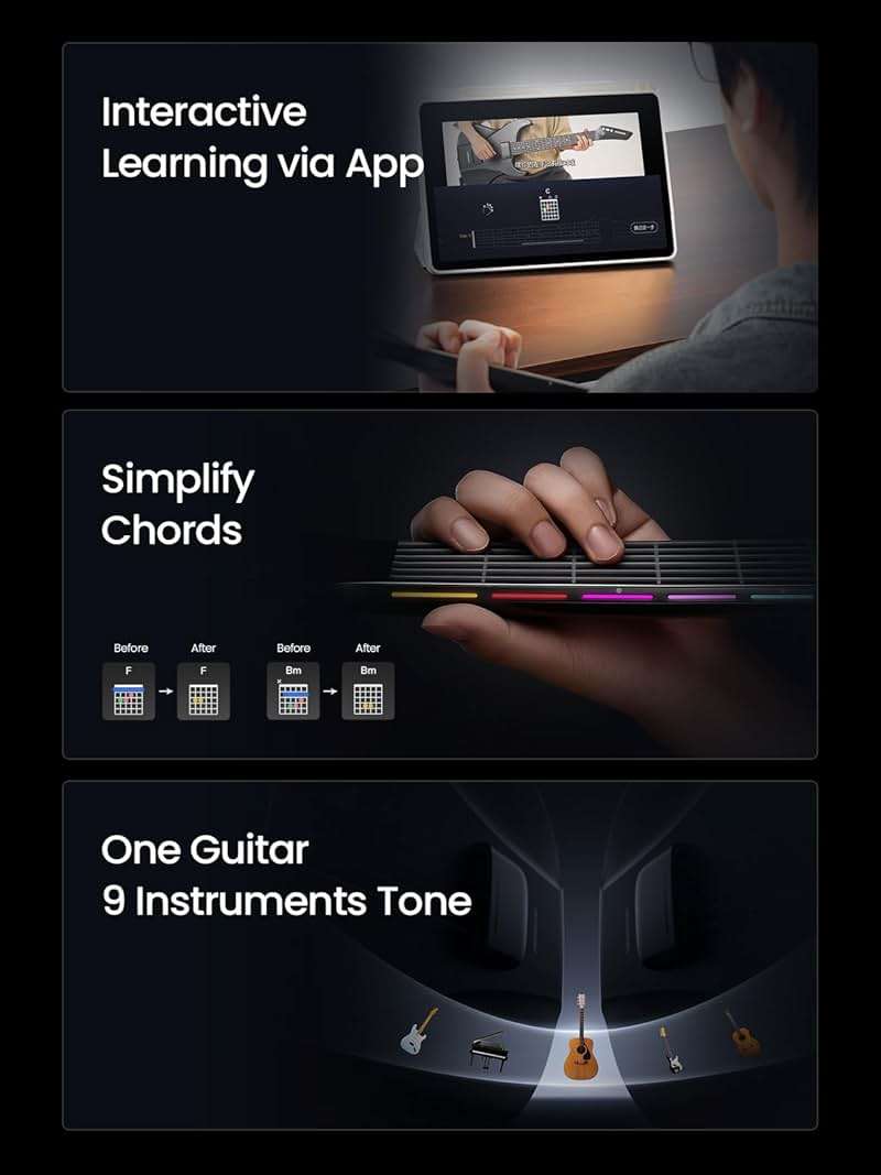 AeroBand Guitar Smart Guitar With Silicone Strings, Travel Silent Guitar With Detachable Fretboard, Headphone Jack, Built-in Speaker and Drum system, Aeroband APP Play, MIDI - Image 5