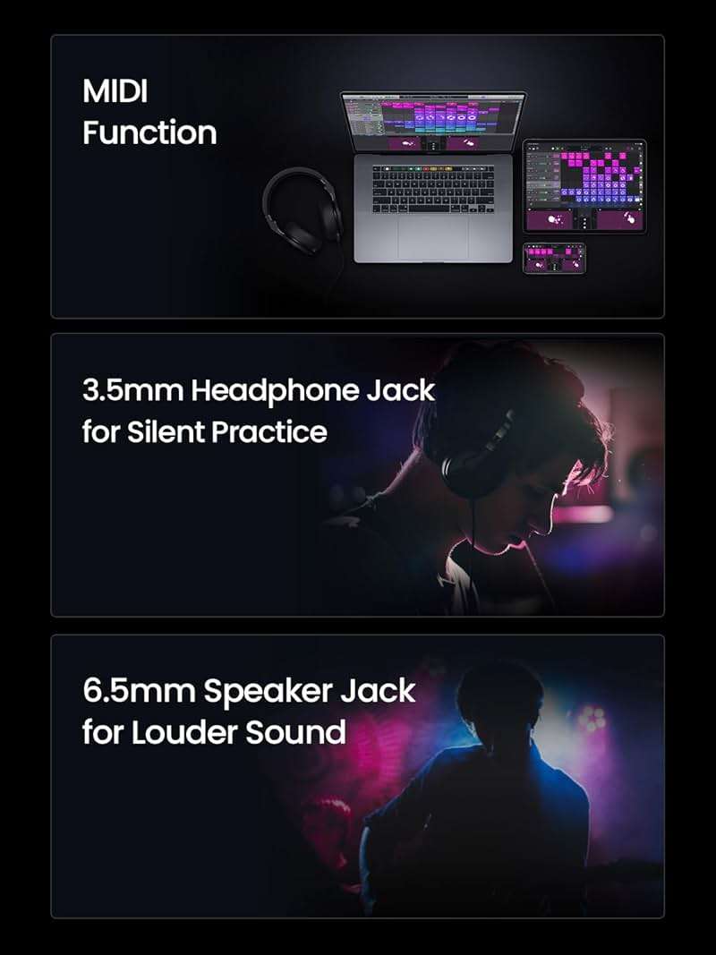 AeroBand Guitar Smart Guitar With Silicone Strings, Travel Silent Guitar With Detachable Fretboard, Headphone Jack, Built-in Speaker and Drum system, Aeroband APP Play, MIDI - Image 6