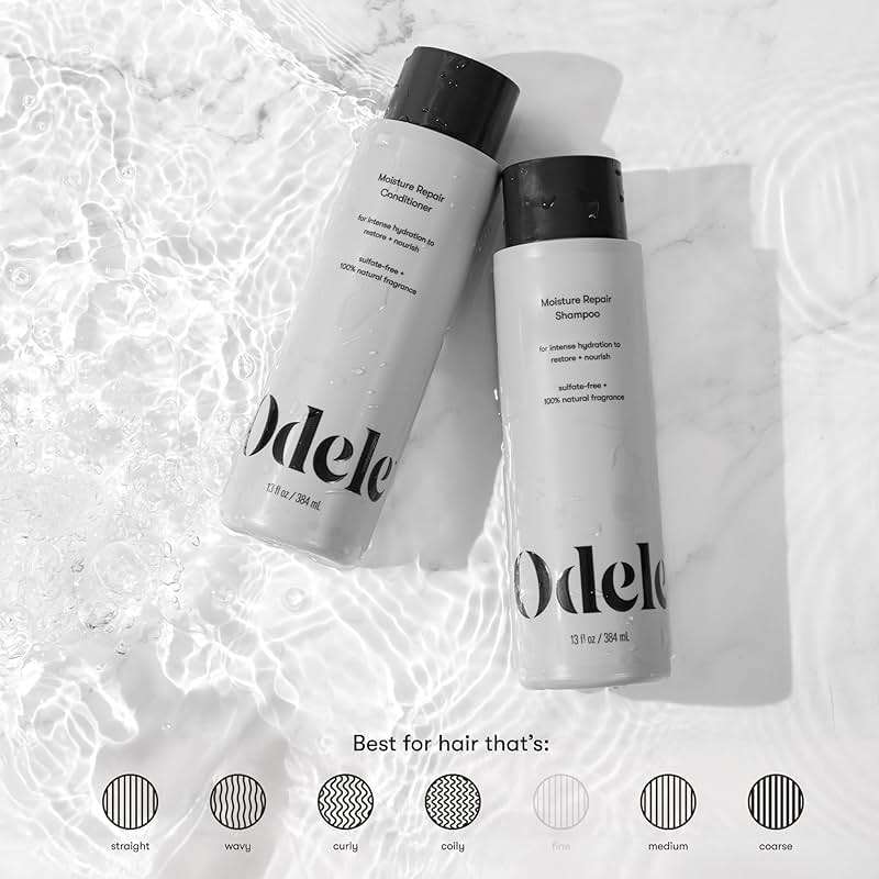 Odele Moisture Repair Sulfate-Free Shampoo & Conditioner Set, for Intense Hydration to Restore & Nourish Dry or Damaged Hair, 13 Fl Oz Each (2-Pack) - Image 3