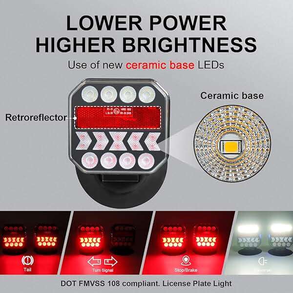 Agrieyes USB-C Wireless Trailer Lights, Adjustable Magnetic Tow Light with Retroreflectors, Rechargeable Towing Light Kit Reverse for Trucks, Boat, RV, Vehicle, Caravan - Image 5