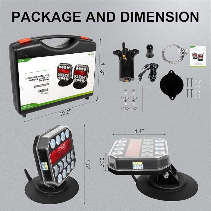 Agrieyes USB-C Wireless Trailer Lights, Adjustable Magnetic Tow Light with Retroreflectors, Rechargeable Towing Light Kit Reverse for Trucks, Boat, RV, Vehicle, Caravan - Image 6