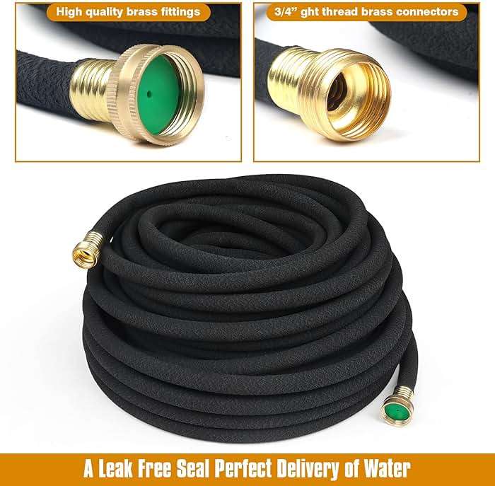 Soaker Hose 25FT 5/8" Diameter for Garden Beds Solid Brass Interface Irrigation Save 70% Water Heavy Duty Rubber Great for gardens/flower beds - Image 2