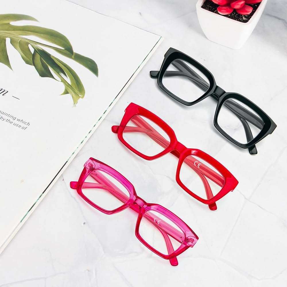 DXYXYO 3 Pack Retro Oversized Reading Glasses for Women Men Fashion Square Blue Light Blocking Computer Reader - Image 5