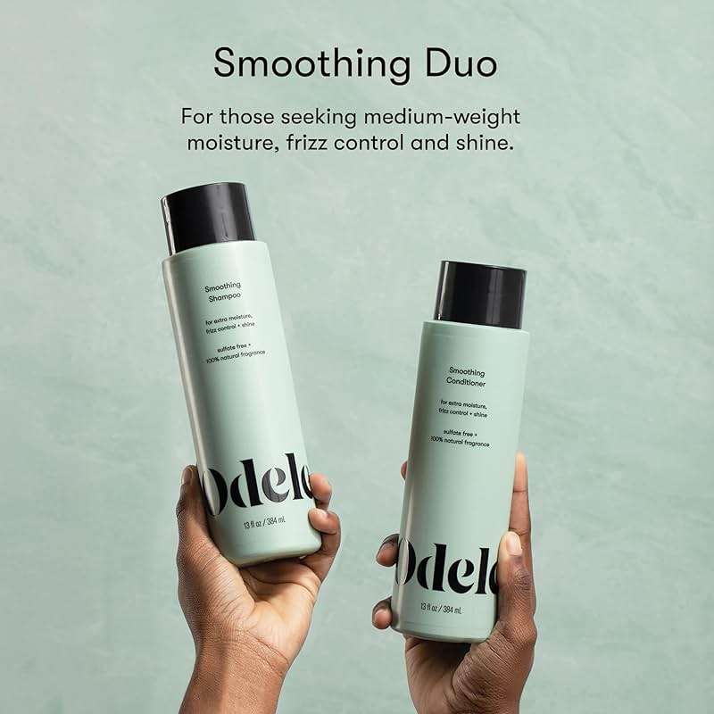 Odele Smoothing Sulfate-Free Shampoo & Conditioner Set for Moisture, Frizz Control, Shine, and Straight to Curly Hair Types, 13 Fl Oz Each (2-Pack) - Image 2