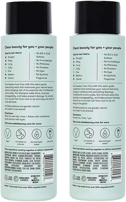 Odele Smoothing Sulfate-Free Shampoo & Conditioner Set for Moisture, Frizz Control, Shine, and Straight to Curly Hair Types, 13 Fl Oz Each (2-Pack) - Image 7