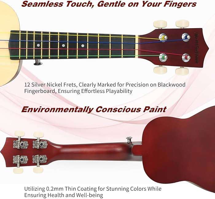 MelWinForee Soprano Ukulele 21 - Beginner Kit for Kids, Complete with Gig Bag, Strap, Tuner, Strings, Picks, Cloth - Ideal for Concerts, Left-Handed Friendly - Perfect Beginner Ukulele - Image 5