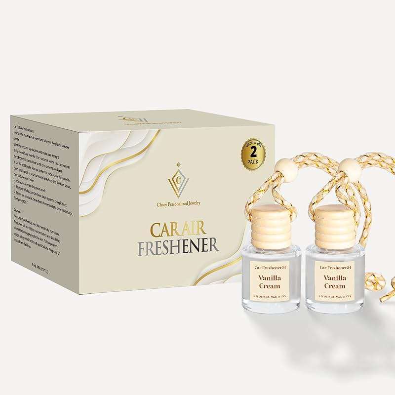 C Classy Hanging Car Air Freshener 2 Pack, Vanilla Cream Essential Oil Diffuser, Long-Lasting Fragrance, Cute Glass Bottle Car Accessories for Women & Men, Made in USA - Image 6
