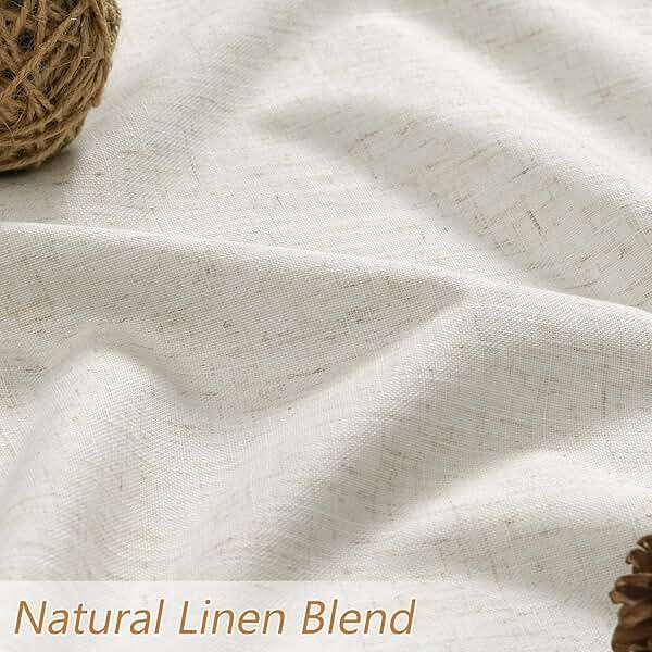 Guken Cream Linen Blackout Curtains 84 Inch Length 2 Panels Set for Living Room Bedroom Back Tab Thermal Insulated 100% Black Out Drapes Room Darkening Window Curtain Ivory Natural Beige - Image 3